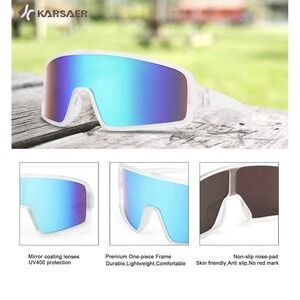 80's 90's Style Karsaer Vision Mens Womens Wraparound Sunglasses Mirrored